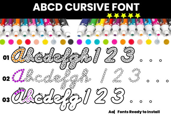 Abcd Cursive Dot Marker: Engaging Font for Kids' Learning