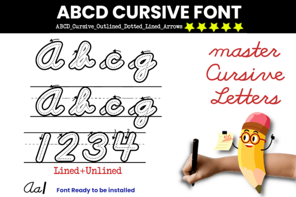 Cursive Handwriting Dotted Font for Creative Worksheets