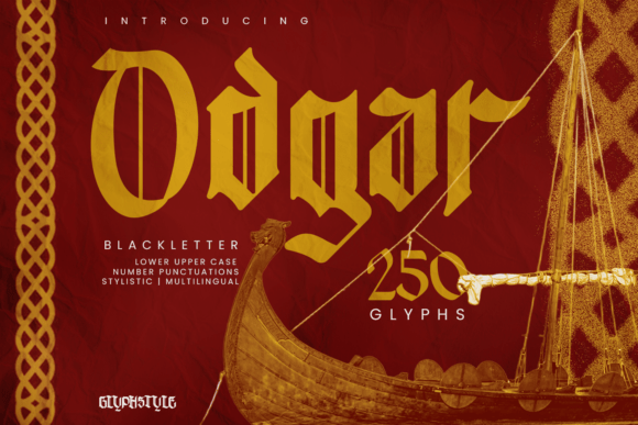 Odgar Blackletter: Viking-Inspired Typeface for Bold Designs